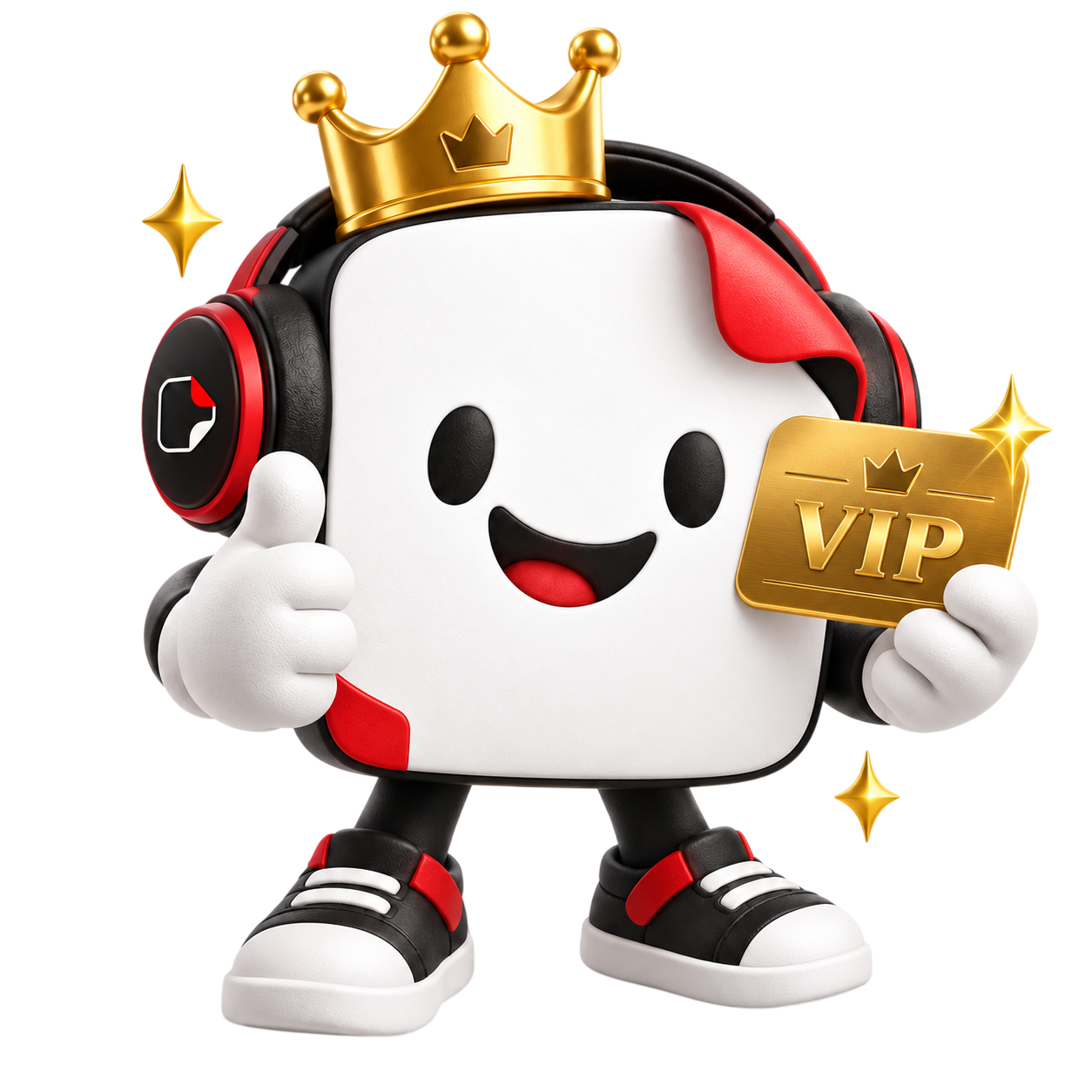 Mascote com cartão VIP dourado apresentando os planos