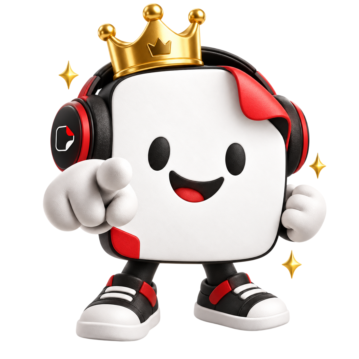 Exemplo de figurinha 3D com o mascote do Figurinhas App